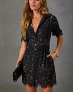 Joyful Bond Lace Short Sleeve Mini Dress