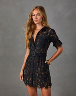 Joyful Bond Lace Short Sleeve Mini Dress