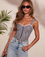Coastal Picnic Gingham Print Corset Top