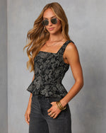 Wanderlune Printed Peplum Top