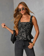 Wanderlune Printed Peplum Top