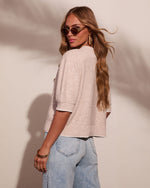 Jolee Knit Contrast Trim Short Sleeve Sweater