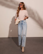 Jolee Knit Contrast Trim Short Sleeve Sweater
