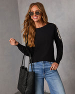 Air of Romance Embroidered Shoulder Knit Sweater