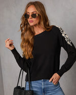 Air of Romance Embroidered Shoulder Knit Sweater