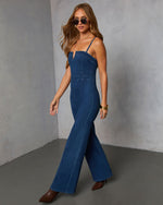 Blue % So Mila Denim Flare Jumpsuit-3