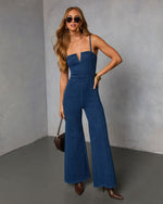 Blue % So Mila Denim Flare Jumpsuit-5