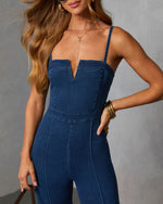 Blue % So Mila Denim Flare Jumpsuit-2
