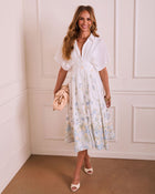 Airy Blossom Floral Midi Shirt Dress