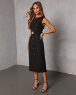 Whispered Glow Belted Midi Dress