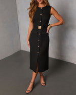 Whispered Glow Belted Midi Dress