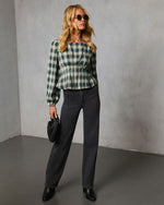 Seasoned Whimsy Plaid Peasant Top
