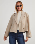 Khaki % Yolanda Cropped Trench Jacket-7