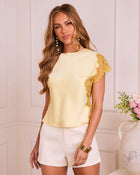 Sincerely Mine Satin Lace Trim Top