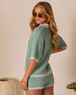 Aquamarine % Cloud Nine Contrast Trim Knit Polo Top-4