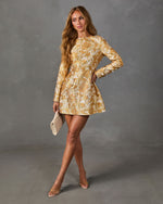 Trev Metallic Floral Jacquard Mini Dress