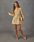 Trev Metallic Floral Jacquard Mini Dress