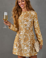 Trev Metallic Floral Jacquard Mini Dress
