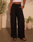 Navy % Marlah Pleated Drawstring Pants-1