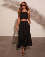 Selangie Pleated Crinkle Maxi Skirt
