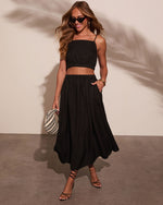 Selangie Pleated Crinkle Maxi Skirt