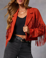 Evening Ember Fringe Suede Jacket