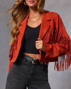 Evening Ember Fringe Suede Jacket