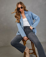 Weekend In Blue Waist Tie Denim Jacket