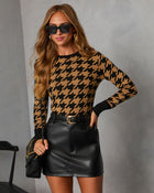 Black/Camel % Chantal Houndstooth Pullover Sweater-1