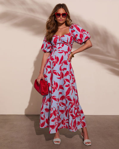 Elisson Floral Puff Sleeve Maxi Dress – VICI