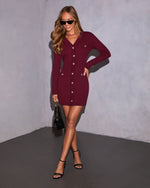 Wine % Cenya Bandage Long Sleeve Mini Dress-6