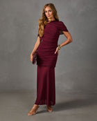 Darling Dreams Ruched Mesh Maxi Dress