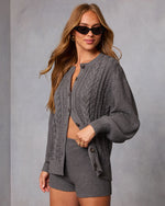 Charcoal % Chai Moon Cable Knit Cardigan-3