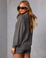Charcoal % Chai Moon Cable Knit Cardigan-4