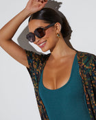 tortoise % Shelly Rounded Square Tortoise Sunglasses-4