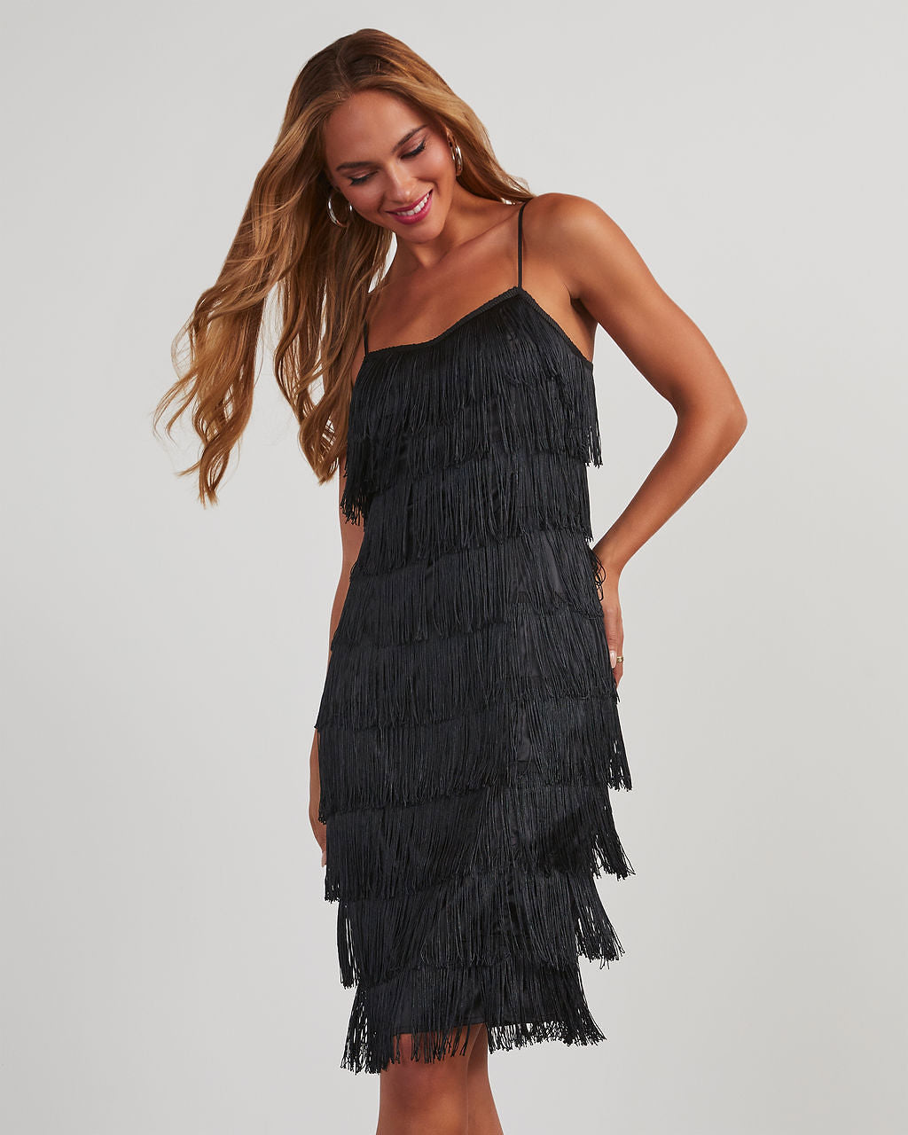 Speakeasy Tiered Fringe Midi Dress – VICI