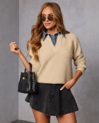 Caramel Denim Contrast Sweater