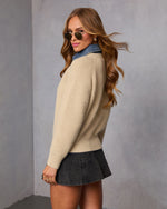 Caramel Denim Contrast Sweater