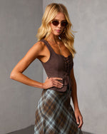 Dark Brown % Boho Cowgirl Suede Lace Up Top-3