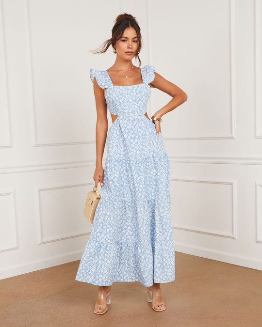 Cordelia Tiered Cut Out Back Floral Maxi Dress