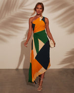 Multi % Modern Day Glam Satin Pleated One Shoulder Cutout Asymmetrical Maxi Dress-5