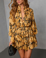 Golden Orchard Wrap Tie Mini Dress