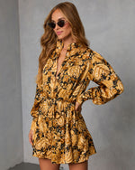 Golden Orchard Wrap Tie Mini Dress