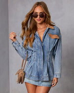 Amber Field Suede Trim Denim Barn Jacket