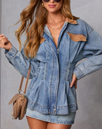 Amber Field Suede Trim Denim Barn Jacket