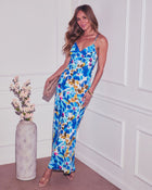 Blue/Floral % Jazelle Floral Maxi Slip Dress-1