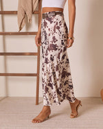 Bronco Heritage Cow Print Belted Maxi Skirt