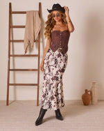 Bronco Heritage Cow Print Belted Maxi Skirt