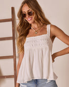 Ivory % Juney Pleated Babydoll Tank-1