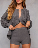 Charcoal % Chai Moon High Rise Knit Shorts-5